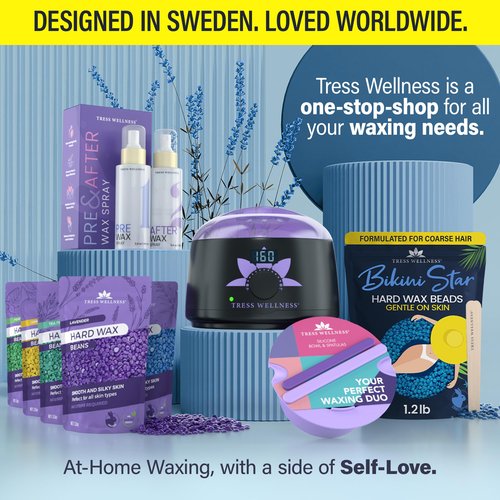 Tress Wellness Wax Beads - Safe for Skin - Dermatologically Tested - At-Home Kit for Bikini, Brazilian & Full Body - Bikini Star 1.2lb