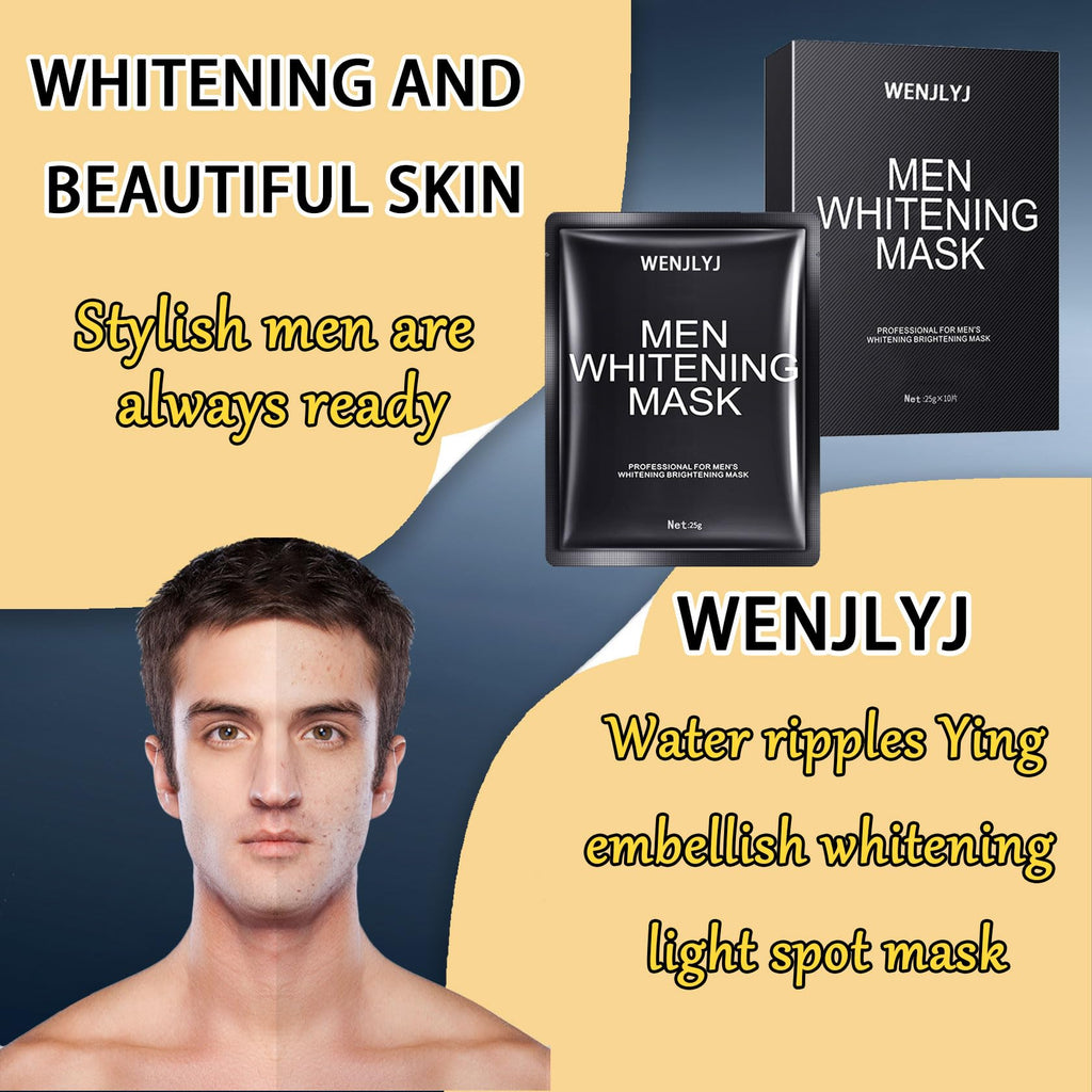 WENJLYJ Mens Face Sheet Mask Set,Hydrating Facial Sheet Masks Combo for All Skin Types,Moisturizing Mens Face Mask Skincare Gift Set for Him,Dad,Husband & Boyfriend (10 Pcs)