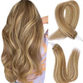 MioYio Microlink Hair Extensions Human Hair D7/60 Blonde Brown 30g/38s/Pack 18inch Microbead Micro Loop Hair Extensions Real Human Soft and Glossy Longer Life