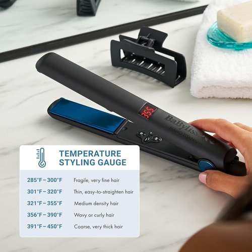 BaBylissPRO Nano Titanium Flat Iron - Digital Hair Straightener for Professional Salon Results | All Hair Types