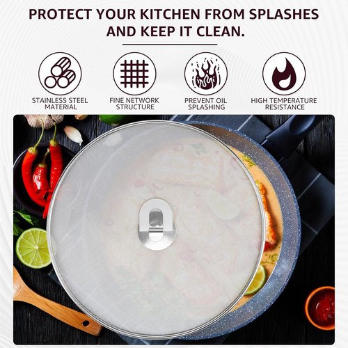 Skiennix Splatter Guard Set - Stainless Steel Frying Pan Screens with Foldable Handles | 3 Sizes (9.8", 11.4", 13")