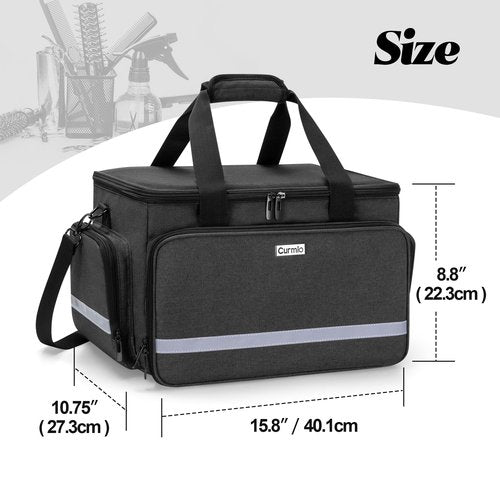 CURMIO Barber Travel Case, Large Capacity Hairdresser Storage Bag with Inner Dividers for Hair Clippers and Cutting Tools, Black, Bag Only