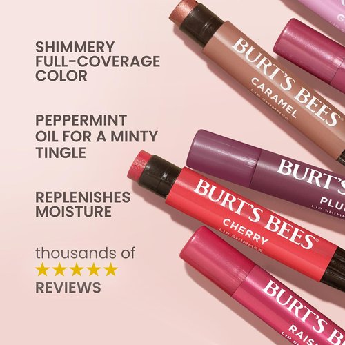 Burt's Bees Shimmer Lip Tint Set - Moisturizing Tinted Lip Balm Sticks for All-Day Hydration | Champagne (4-Pack)