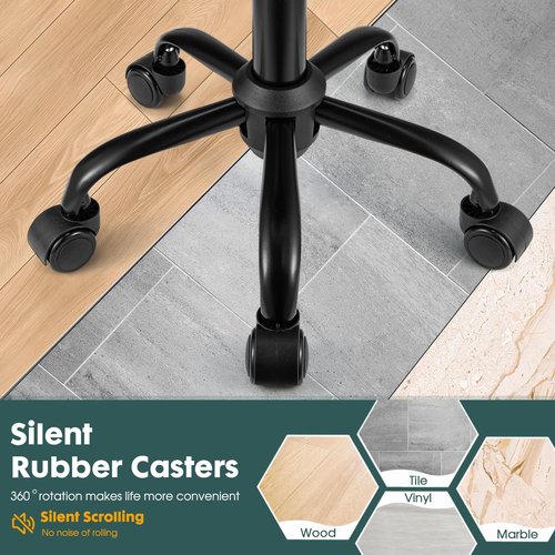 FNZIR Square Rolling Stool with Wheels Height Adjustable Swivel Stool Chair for Salon Massage Spa Black