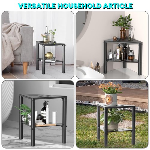 Shower Stool for Shaving Legs, Shower Step Stool for Inside Shower, Non-Slip Spa Shower Foot Rest, Corner Bathroom Bench Bath Seat with Storage Shelf for Small Shower Spaces, Rustproof & Waterproof
