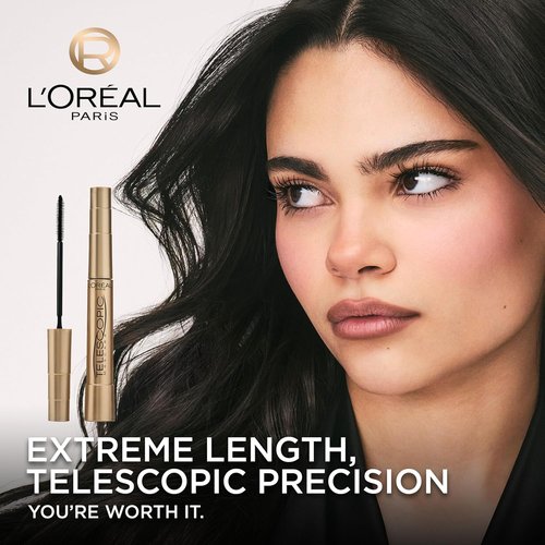 L’Oreal Paris Telescopic Mascara - Volume & Length Formula, Washable, Blackest Black, 0.27 Fl Oz.