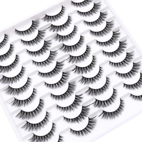 Azenlo False Eyelashes 20 Pairs Wispy Lashes Faux Mink Lashes 14mm 3D Fluffy Cat Eye Lashes （style 20-061)