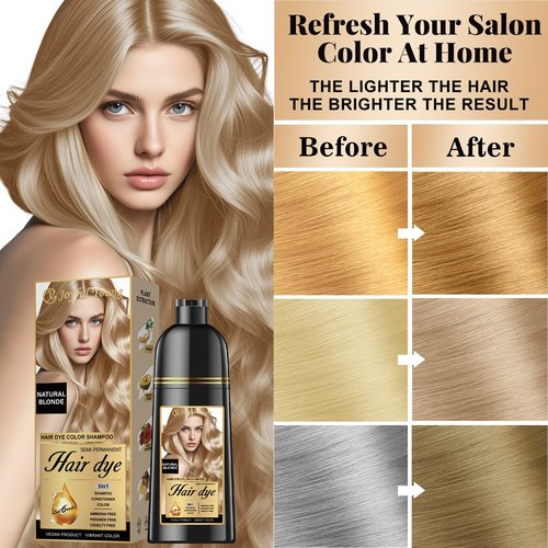 Joyful Young Hair Dye Shampoo - 3-in-1 Natural Blonde Gray Coverage | Vegan & Ammonia-Free