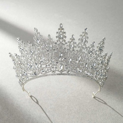 SWEETV Tiara Crown for Women, Wedding Tiara for Bride, Crystal Princess Headpiece, Girls Quinceanera Prom Pageant Crown Diadem, Silver