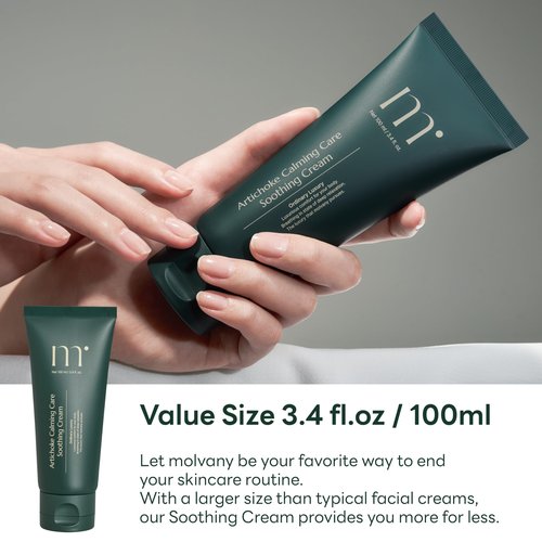 molvany Artichoke Calming Care Soothing Cream - Daily Facial Hydrating Moisturizer & Body Cream - Korean Skincare for Dehydrated & Sensitive Skin - 3.4 fl. oz