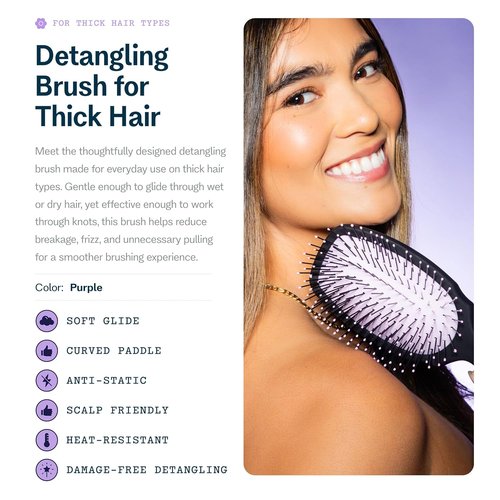 Gimme Beauty Detangling Brush - Curved Paddle for Breakage-Free Detangling - Anti-Static & Frizz Control - Heat-Resistant Design