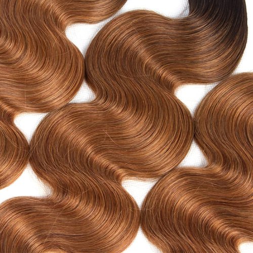 Luxvogue Bundles Human Hair 14 16 18 Inch Body Wave Chocolate Brown T1B/30 Human Hair Bundles Unprocessed Brazilian Virgin Human Hair Quick Weave for Black Women