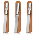 3 Pieces Stainless Steel Nail Files Metal Nail File with Leather Case Heavy Duty Double Sided Metal Manicure Set with Leather Sheath (Brown)