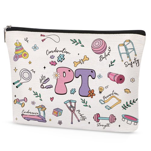 SEAOYOZO Physical Therapist Makeup Bag Gifts for Women, PT Appreciation Cosmetic Bag, Rehabilitation Therapy Zipper Pouch, Physical Therapy Accessories for Therapist, Teacher, Coworker