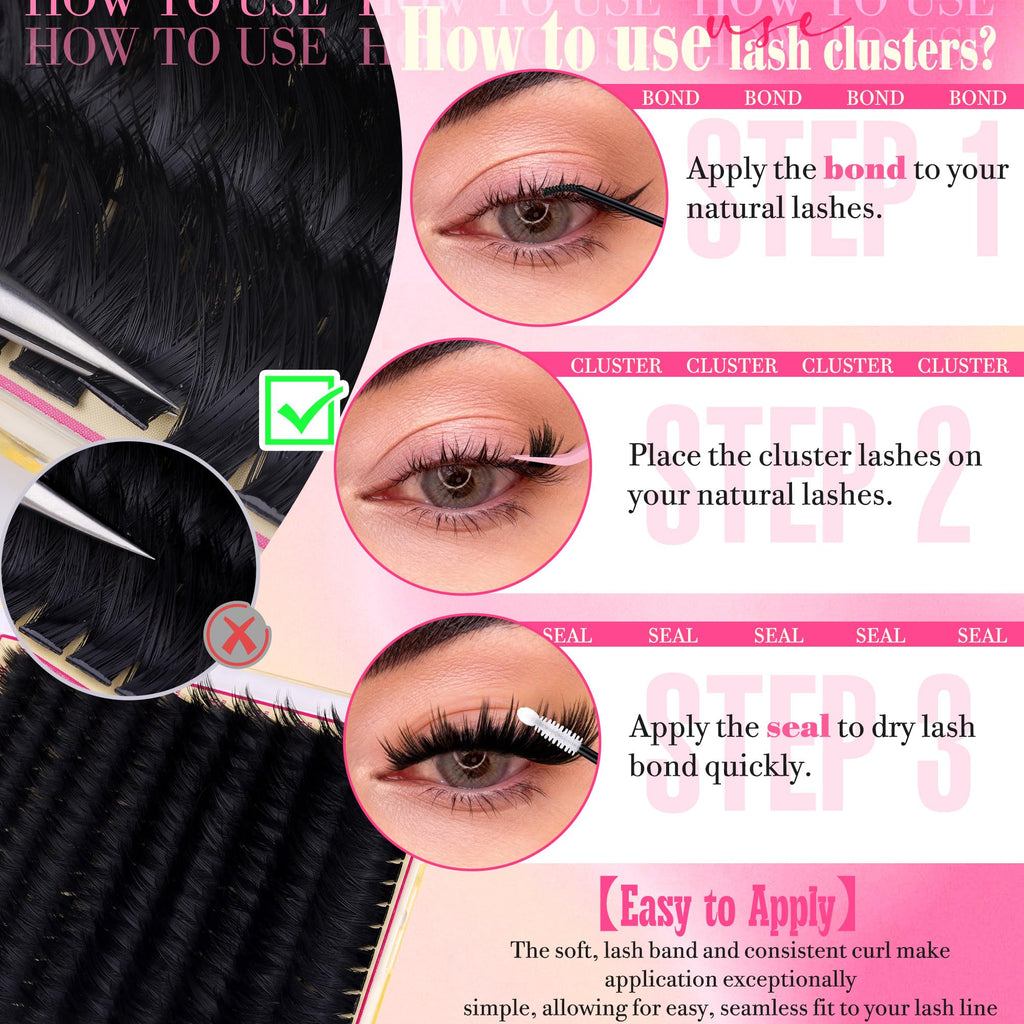 Volume Lash Clusters with Spiky Manga Lash Clusters 300D Eyelash Clusters 10-18MM Thick Wispy D Curl Cluster Eyelash Extensions 3D Fluffy Cluster Eyelash Extensions by FANXITON