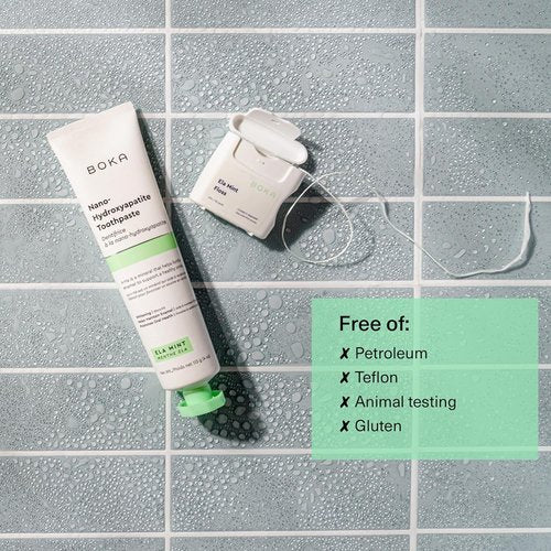 Boka Ela Mint Dental Floss - Plant-Based, Teflon-Free, 30 Yards of Waxed Floss | Eco-Friendly Care