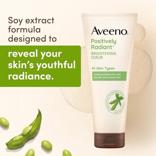 Aveeno Positively Radiant Facial Scrub - Brightening & Exfoliating, Gentle Soy Extract, 5 oz