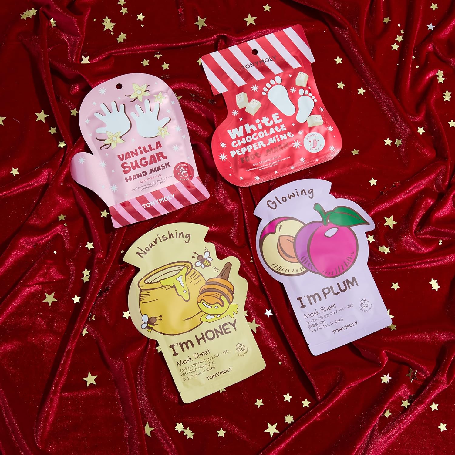 TONYMOLY Head to Toe Mask Set - 4-Piece Hydrating & Nourishing Face, Hand, and Foot Masks | Perfect Holiday Gift