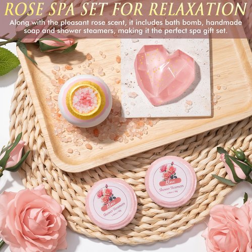 Birthday Gifts for Women, Self Care Get Well Soon Gift Baskets for Women, Rose Relaxing Spa Gifts Care Package with Blanket, Unique Valentines Day Gift Ideas for Her Wife Girlfriend Mom Friend Sister