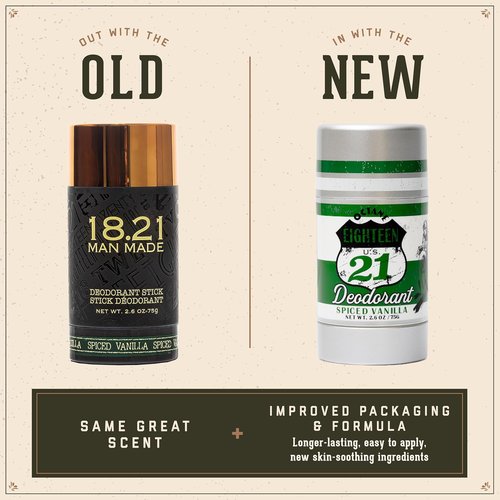 18.21 Man Made Deodorant for Men - Long-Lasting Odor Control & Skin-Soothing Formula