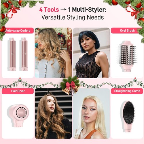 MESCOMB Dual Voltage Hot Air Styler - 5-in-1 Hair Dryer Brush for Fast Drying, Styling & Volumizing | Travel Bag Included (100V–240V)