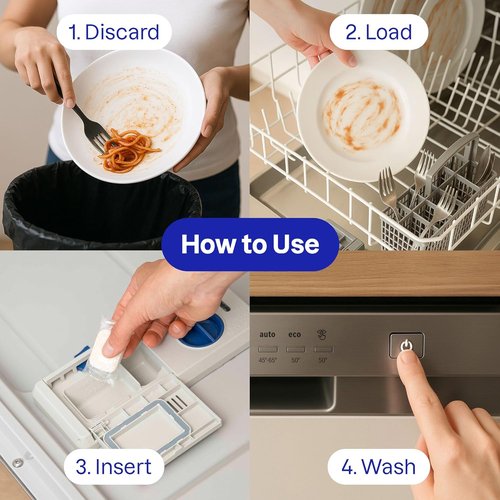 ATTITUDE Dishwasher Pods - Plant-Based Vegan Detergent Tablets | Phosphate-Free, Unscented, 26 Count