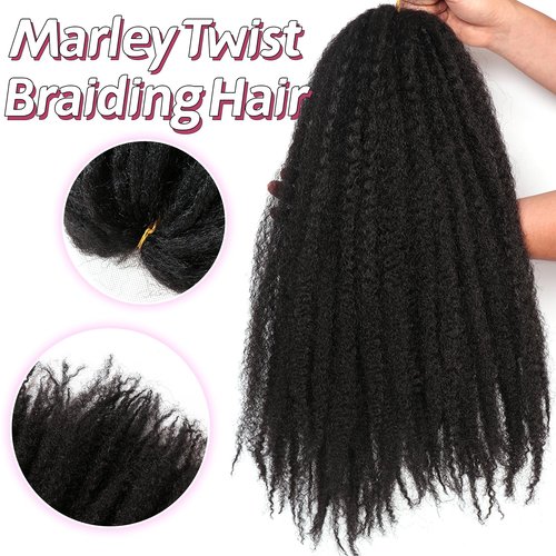 Marley Twist Braiding Hair-18 Inch 180Roots/unfold Soft Soft Marley Twist Hair For Twists 6 Packs Lightweight Cuabn Twist Hair For Black Women (18 Inch 6 Packs, 1B#)