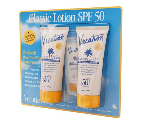 Vacation Classic Lotion SPF 50 - Pack of 2 with Air Freshener