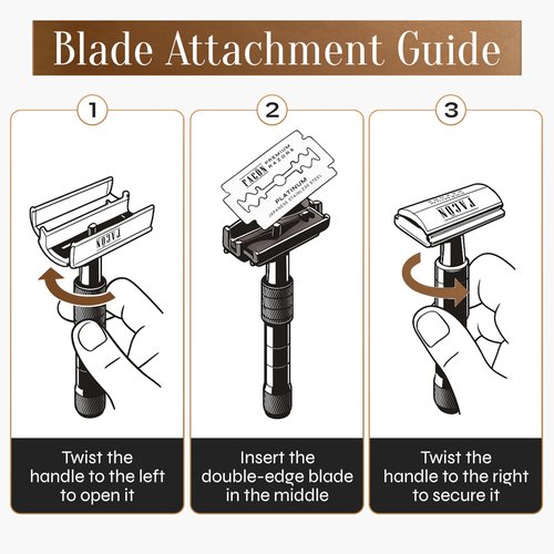 Facón Double Edge Safety Razor for Men & Women - Butterfly Open Stainless Steel Razor w/ 50 Platinum Double Edge Safety Razor Blades, Single Blade Razor for Smooth Close Shave, Reusable & Eco-Friendly