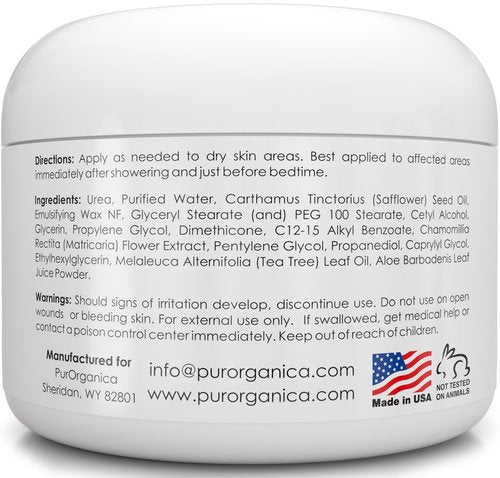 PurOrganica Urea 40% Foot Cream - Made in USA - Corn, Callus and Dead Skin Remover - Moisturizer & Rehydrater - For Thick, Cracked, Rough, Dead & Dry Skin - For Feet, Elbows and Hands - Pack of 2