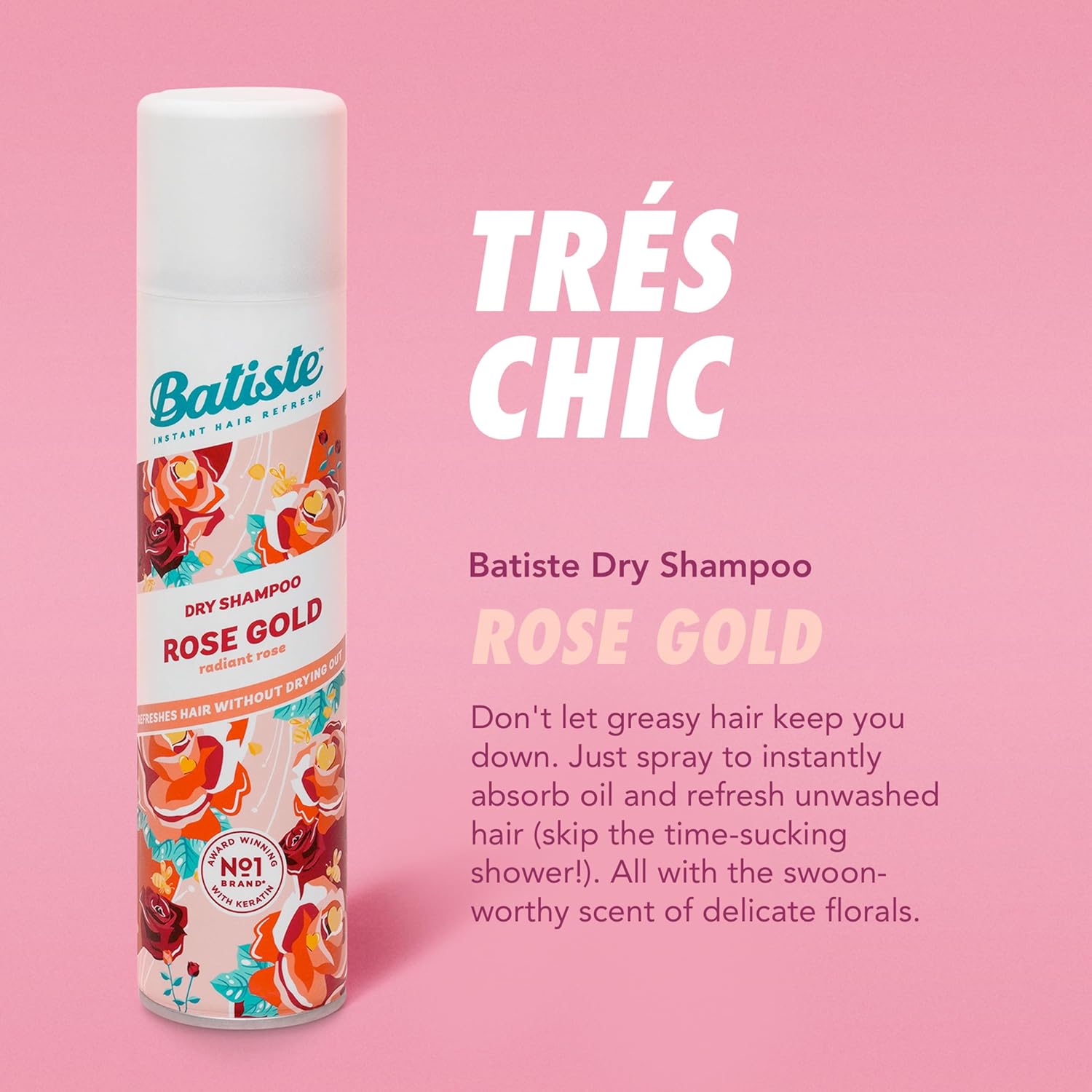 Batiste Dry Shampoo - Rose Gold | Refresh Hair & Absorb Oil for Added Texture - 5.71 oz