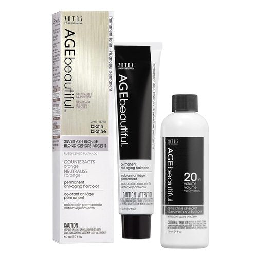 AGE Beautiful Permanent Hair Color Dye - 100% Gray Coverage | Anti-Aging Formula with Biotin for Thicker, Fuller Hair