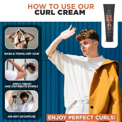 Controlled Chaos Curl Cream for Men - Sulfate-Free Hair Styling Cream with Shea Butter & Jojoba Oil (3.4oz)