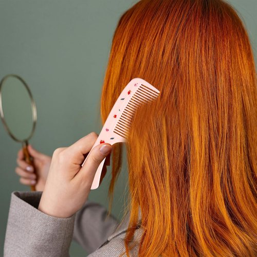 Skiennix Cute Hair Comb Set - Pink Strawberry Fine Tooth & Rat Tail Combs for All Hair Types