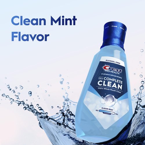 Crest Pro-Health Clean Mint Mouthwash, CPC Antigingivitis/Antiplaque Mouthwash, 500 mL (16.9 Fl Oz ), Pack of 4, Crest Mouthwash, Gingivitis Treatment