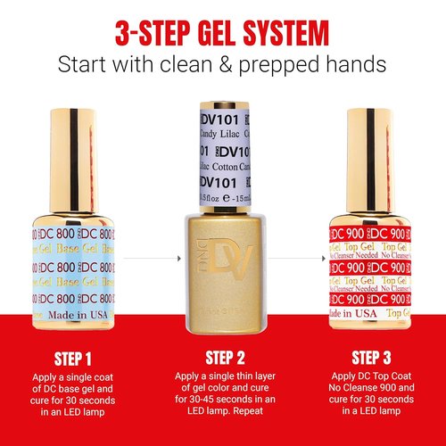 DND Gel Polish Coquette Collection - UV/LED Chip-Free Nail Duo in 101 Cotton Candy Lilac | 0.5 Fl Oz