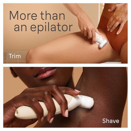 Braun Silk-épil 9 Flex Epilator - 360° Flex & Pivoting Head, Wet/Dry Use, Includes Shaver Head & Trimmer Comb, Tinted Gold