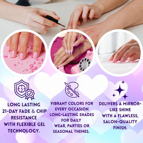 JRGel Nail Polish Set 6 Colors x 15ml- Professional Soak Off UV Gel Polish Set, Long Lasting Color for Home & Salon Manicure, Nails Art, Kit de Esmaltes para Uñas en Gel Profesional, Gift for Woman.D