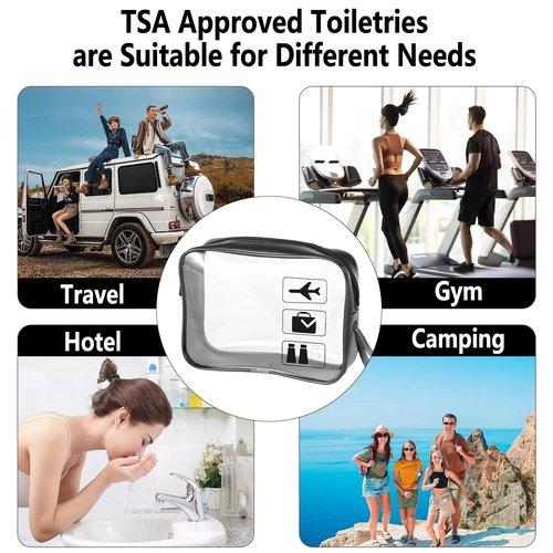 TSA Approved Toiletry Bag Carry on Airport Airline Compliant 3Pcs,Clear Makeup Bag Toiletry bags Quart Size Traveling, 3 Packs Clear Travel Bags for Toiletries,Black