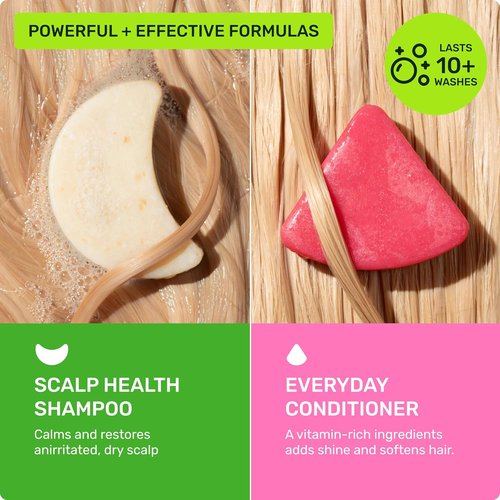 Ethique Beauty Mini Sampler Shampoo & Conditioner Bar Set - Scalp Health with Oatmeal | Plastic-Free, Vegan - Travel Size 2 Pack