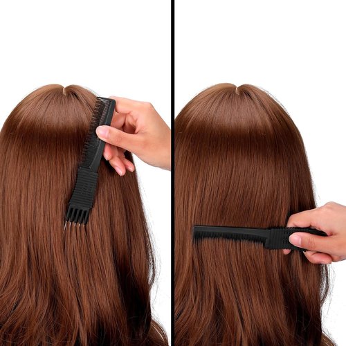 Leinuosen Carbon Lift Teasing Combs - 3 Pack with Metal Prong for Effortless Hair Styling | Black