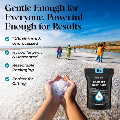 Aromasong Dead Sea Salt Bath Soak - 100% Natural 6 Lbs Bulk Pack for Relaxation & Skin Detoxification