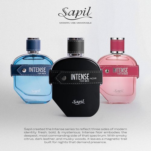 Sapil Intense Noir Eau de Parfum for Men - Long-Lasting Amber & Leather Fragrance - 100ml Bold Citrus Scent