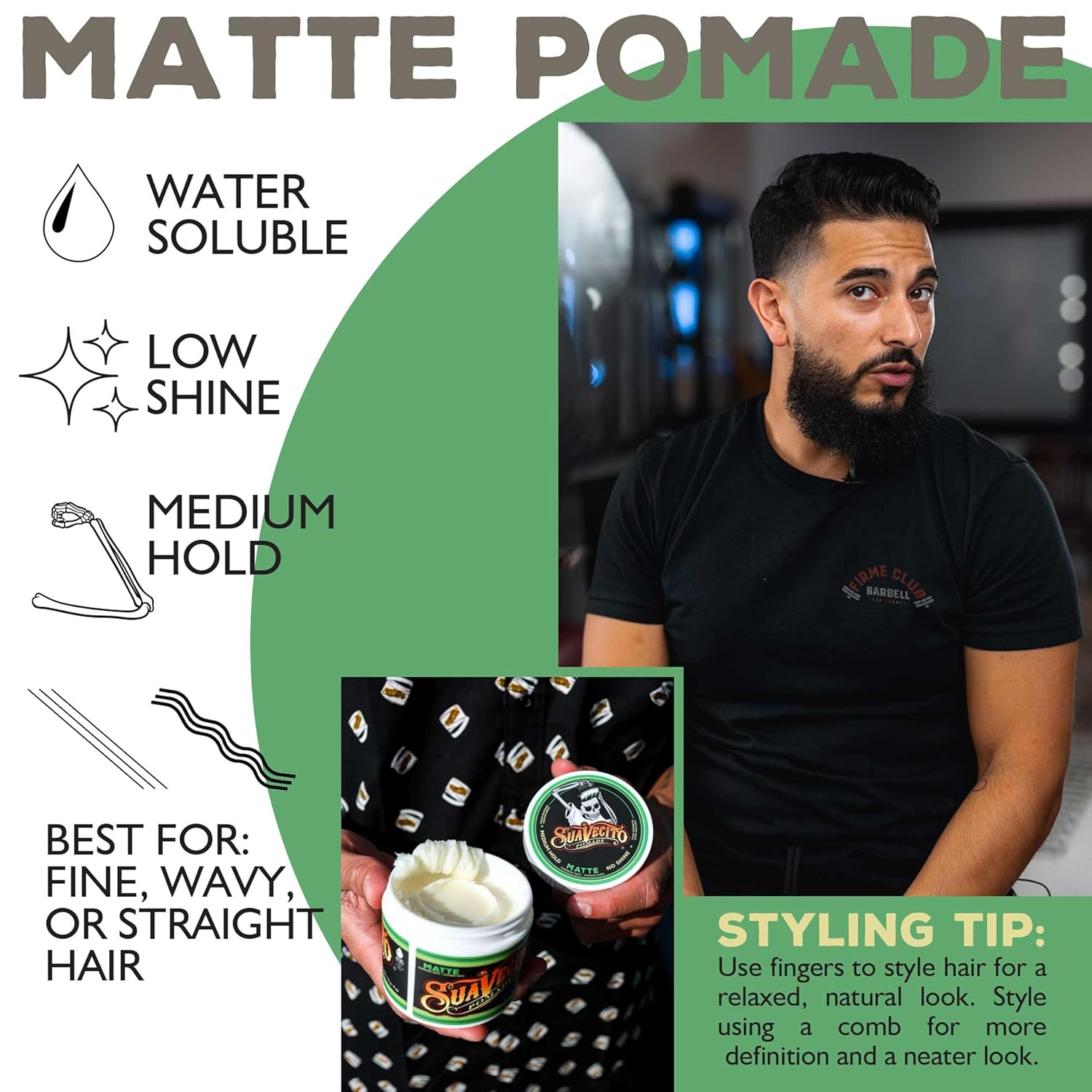 Suavecito Pomade - Matte Hair Paste for Natural Texture - Medium Hold, 4 oz | Perfect for Men's Hairstyles