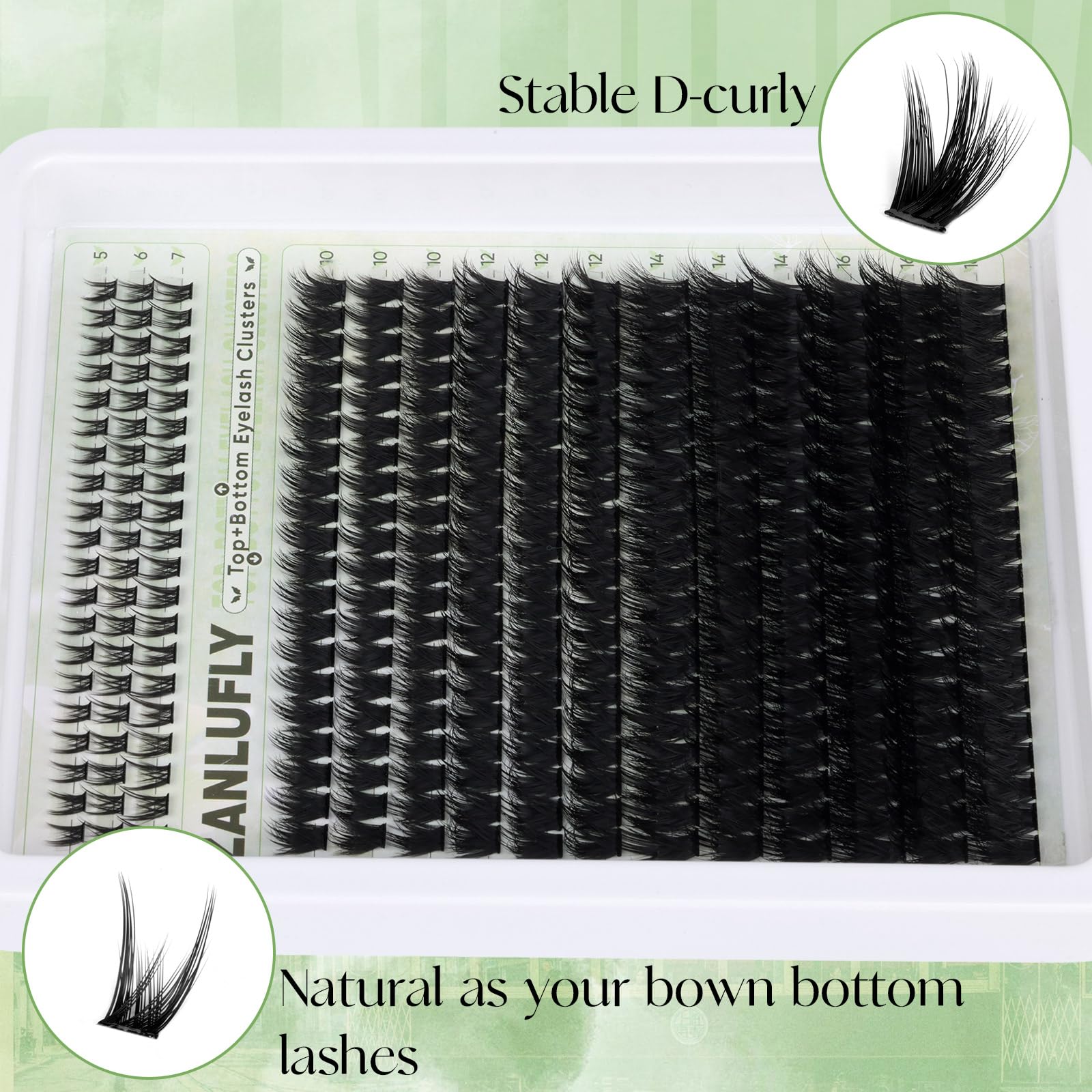 Volume Lash Clusters with 5-7MM Bottom Lashes D-curly Eyelash Clusters Wispy Lash Extension 300Pcs Individual Lashes Thin Band Cluster Eyelash Extension 10-16MM Cluster Lashes DIY at Home by ZANLUFLY