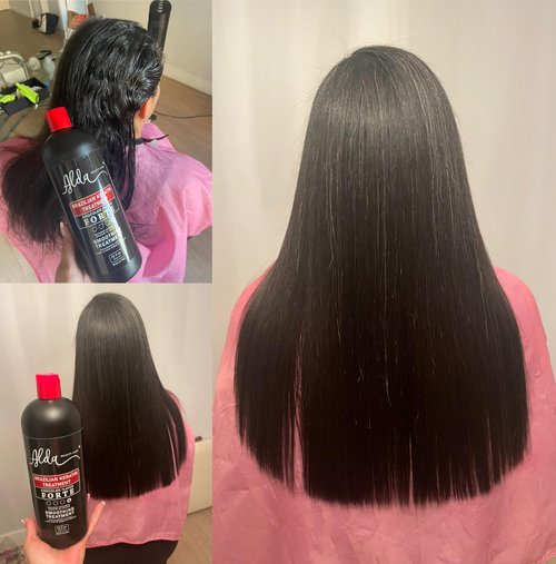 Alda Chocolate Brazilian Keratine Treatment Permanent Straightening Blowout 32 fl oz + Shampoo Clarifying 16 fl oz.