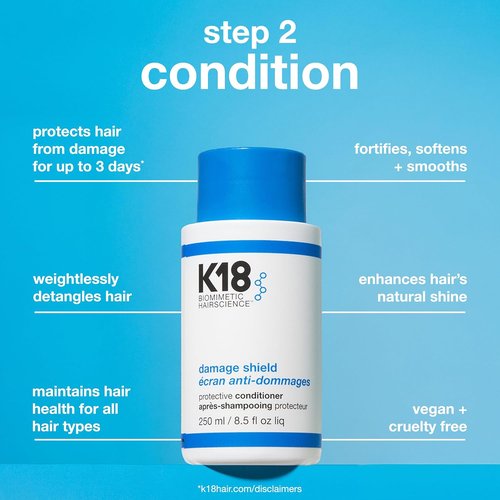 K18 Damage Shield Wash Care Set - Full-Size Color-Safe Shampoo & Conditioner | Reduces Frizz, Protects Hair Health