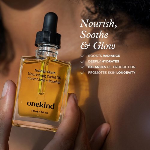 Onekind Golden State Anti-Aging Botanical Face Oil - Hydrating Rosehip & Sea Buckthorn for Dry Skin