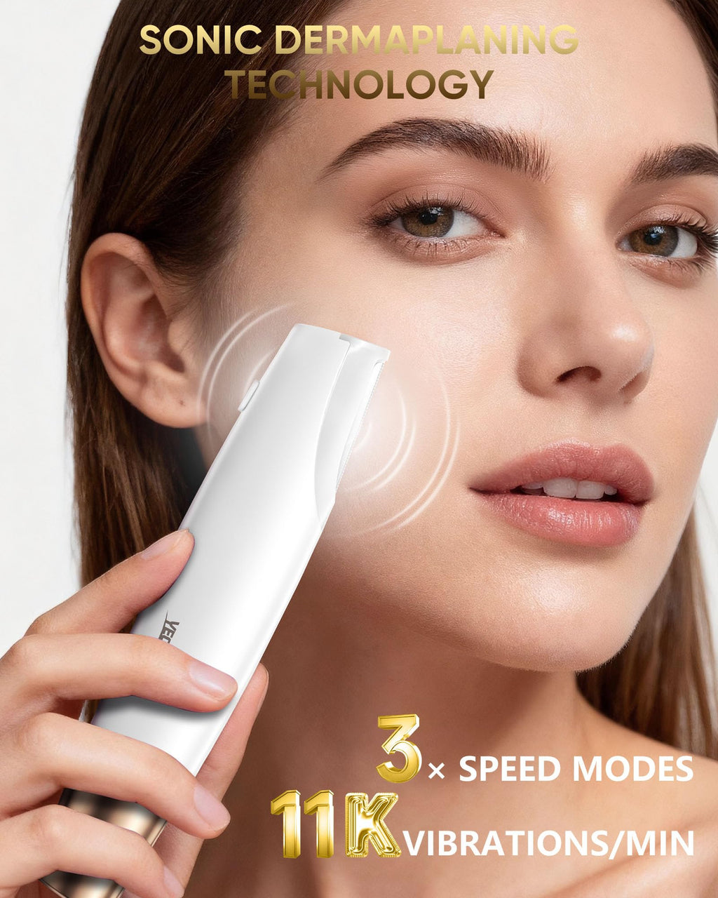 Yecheer Dermaplane Razor for Women Face: Sonic Dermaplaning Tool for Smooth&Flawless Skin - Professional Peach Fuzz Remover w/LED Light&8 Refill Blades - Non-Irritating Electric Facial Hair Removal
