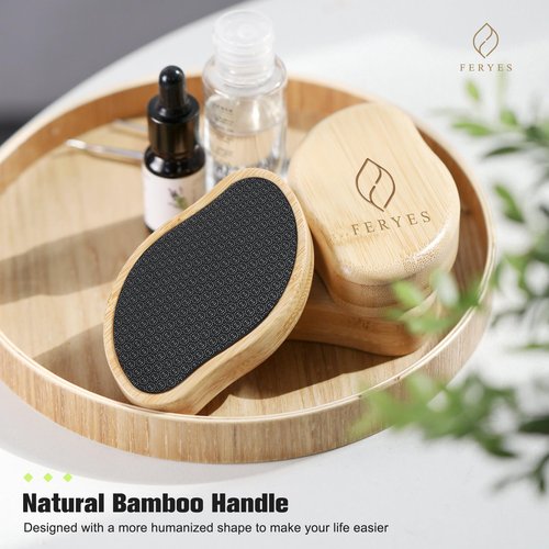 FERYES Glass Foot File Callus Remover with Bamboo Handle - Nano Glass Foot Scrubber for Dead Skin Pedicure File - Your Path to Silky, Smooth Feet